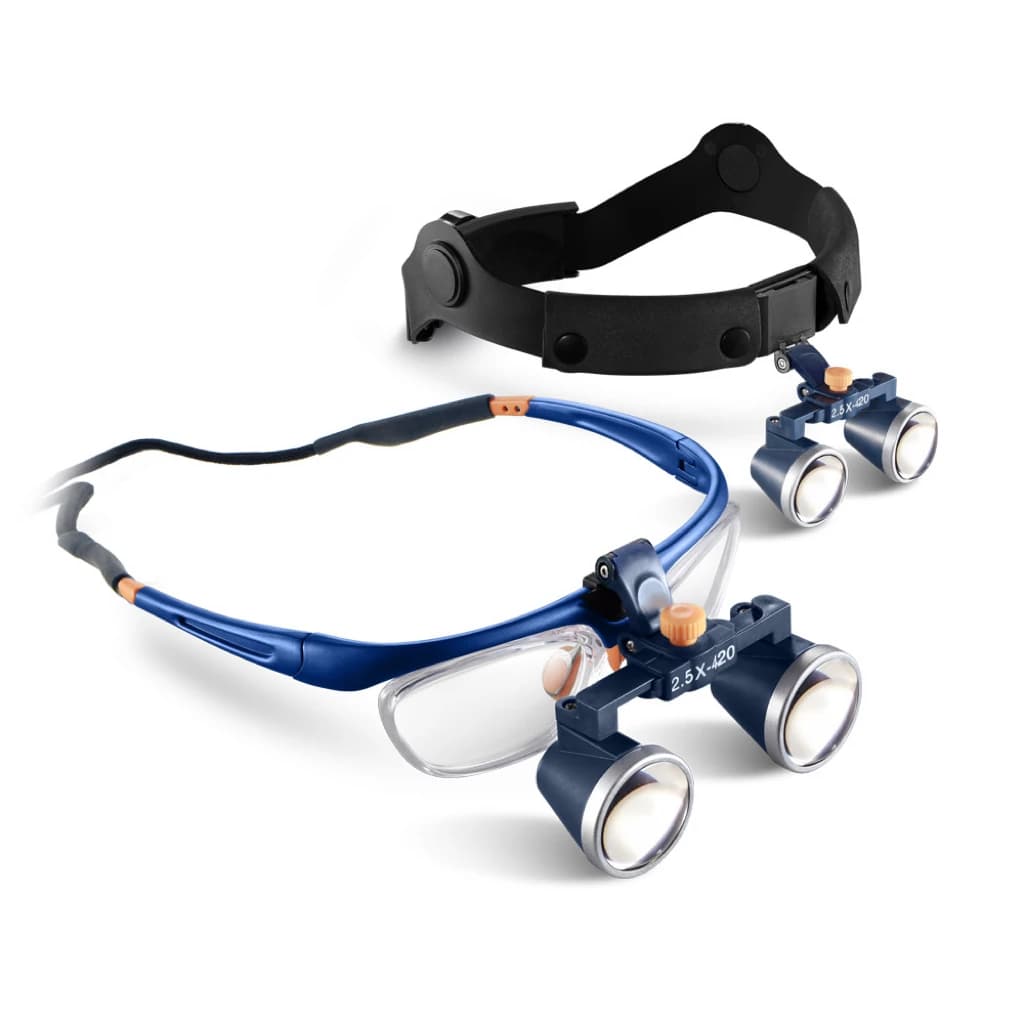 Nuovo 2026 FD-503G-1 Lente d'ingrandimento binoculare medica a occhiali 2.5/3.5X, Occhiali binoculari dentali bidirezionali per esame orale e operazioni, Blu