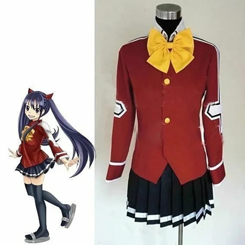 Anime Fairy Tail Wendy Costume Cosplay Halloween Party Abbigliamento Abiti di dimensioni personalizzate Abito Uniforme scolastica Top + Gonna + Cravatta yj4k