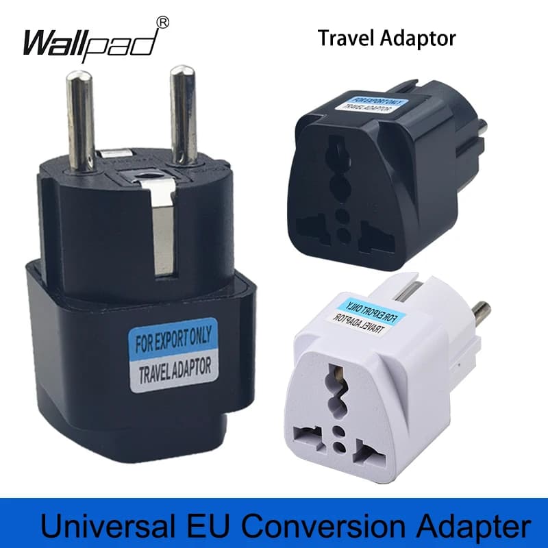 Adattatore spina UE nero internazionale universale AU UK US a Euro KR RU Adattatore da viaggio francese Convertitore elettrico Presa di corrente