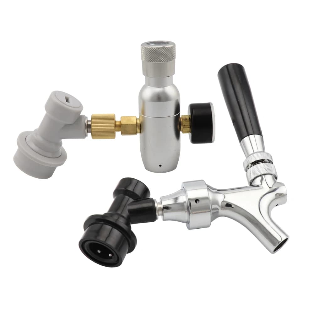 Rubinetto per fusto di birra con blocco a sfera Disconnessione del liquido Caricatore per fusto di CO2 Mini regolatore con blocco a sfera Disconnessione del gas per la produzione di birra fatta in casa