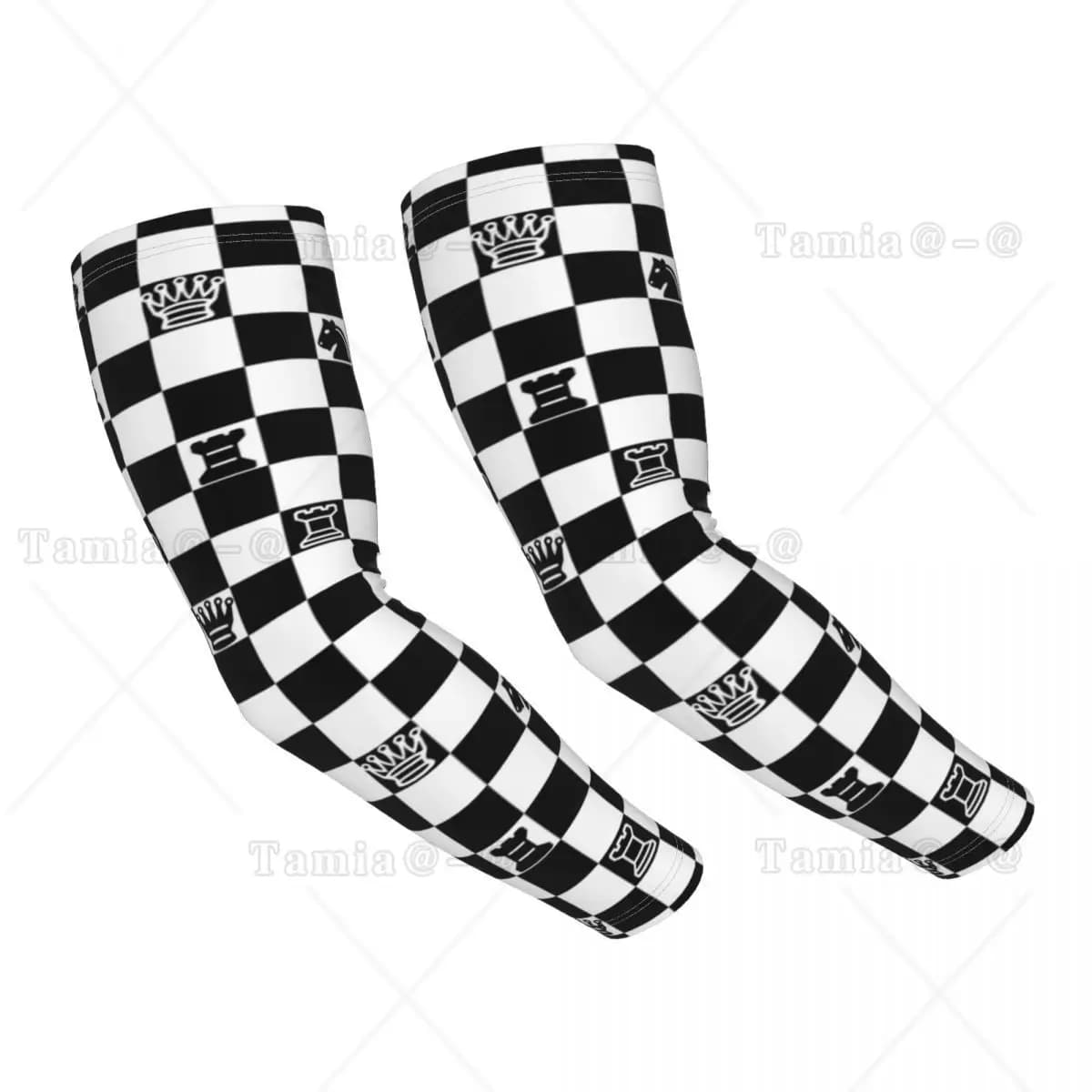 Custom Chess Arm Sleeves Warmer Women Men Chessboard Game UV Sun Protection Tattoo Cover Up Sports Compression Fishing