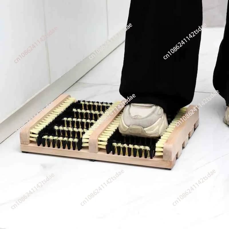 Home Shoe Shining Brush Cleaning Tool Lazy People Semi-automatic Solid Wood Outdoor Portable Shoe Shining Device