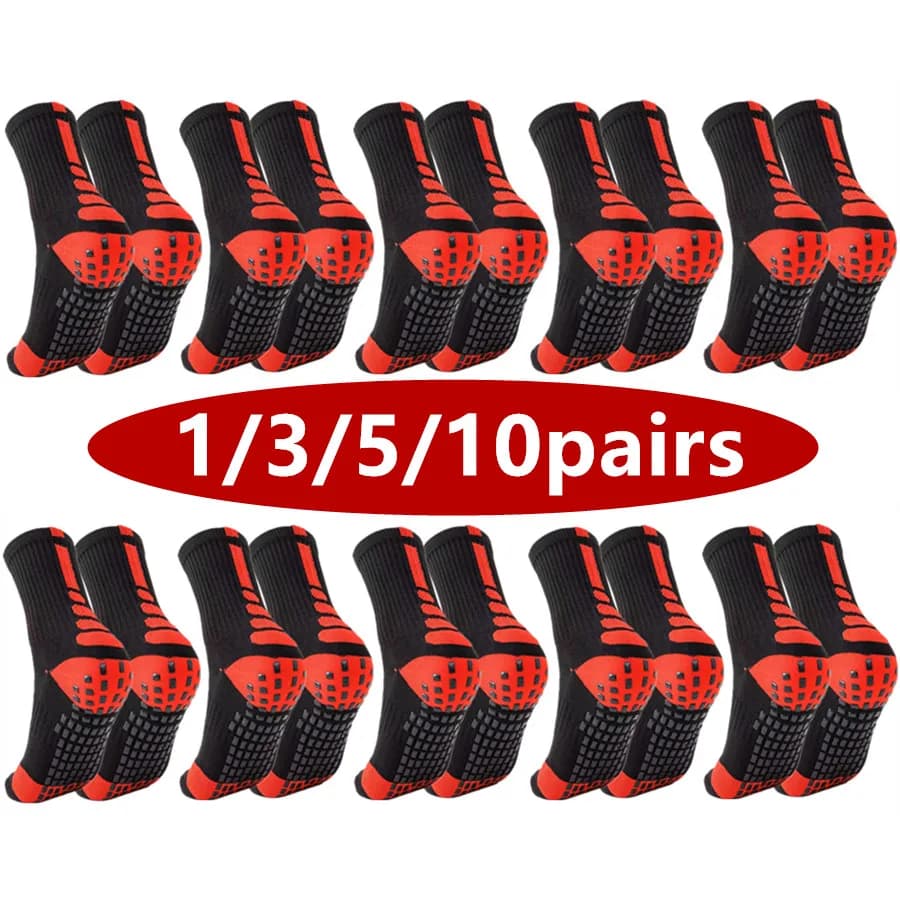 1/3/5/10pairs men women non slip grip athletic towel bottom breathable shockproof soccer rugby professional exercise socks