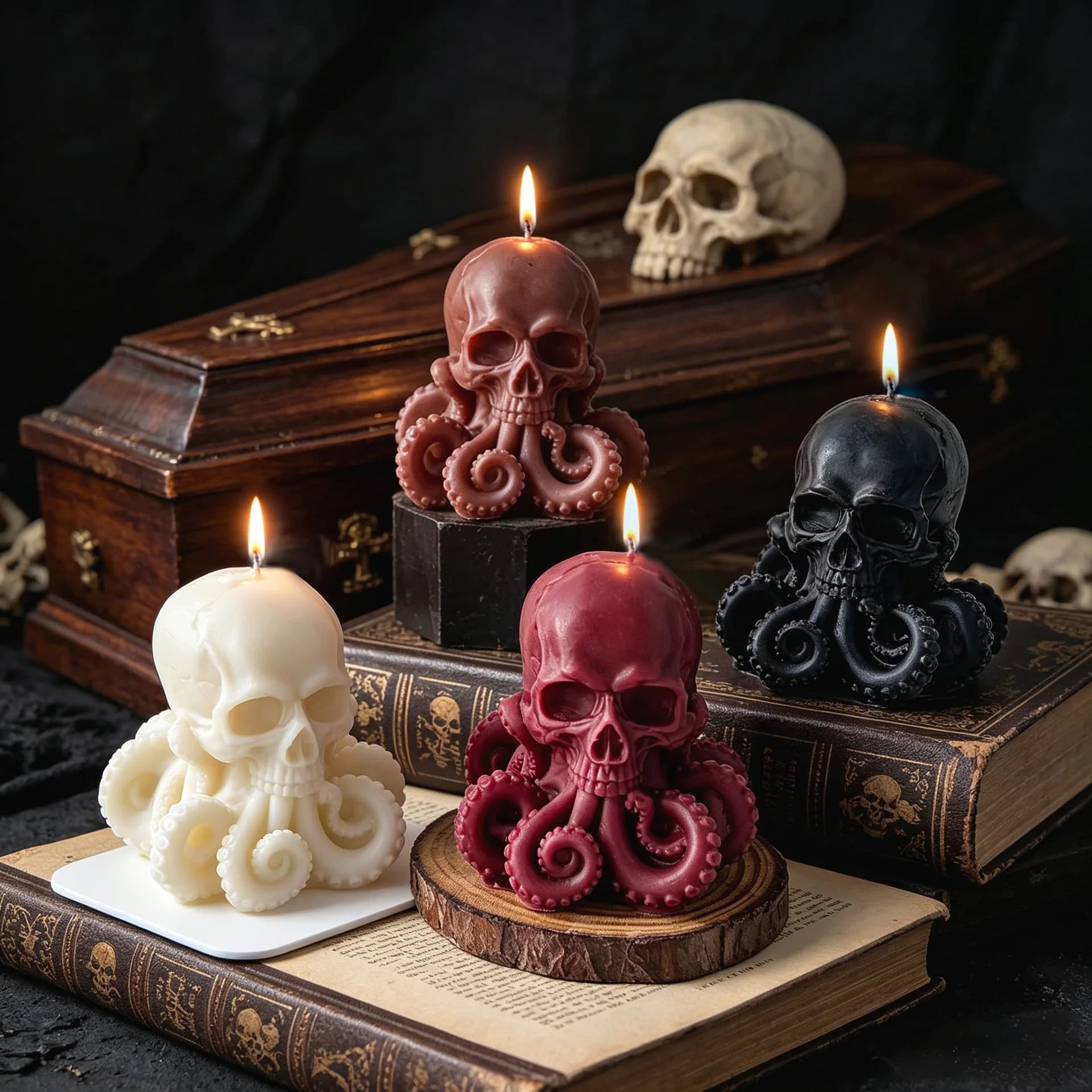 Stampo in Silicone Creativo a Forma di Teschio di Polpo per Candele di Halloween, per Gesso e Resina, Forniture per la Creazione di Candele di Halloween