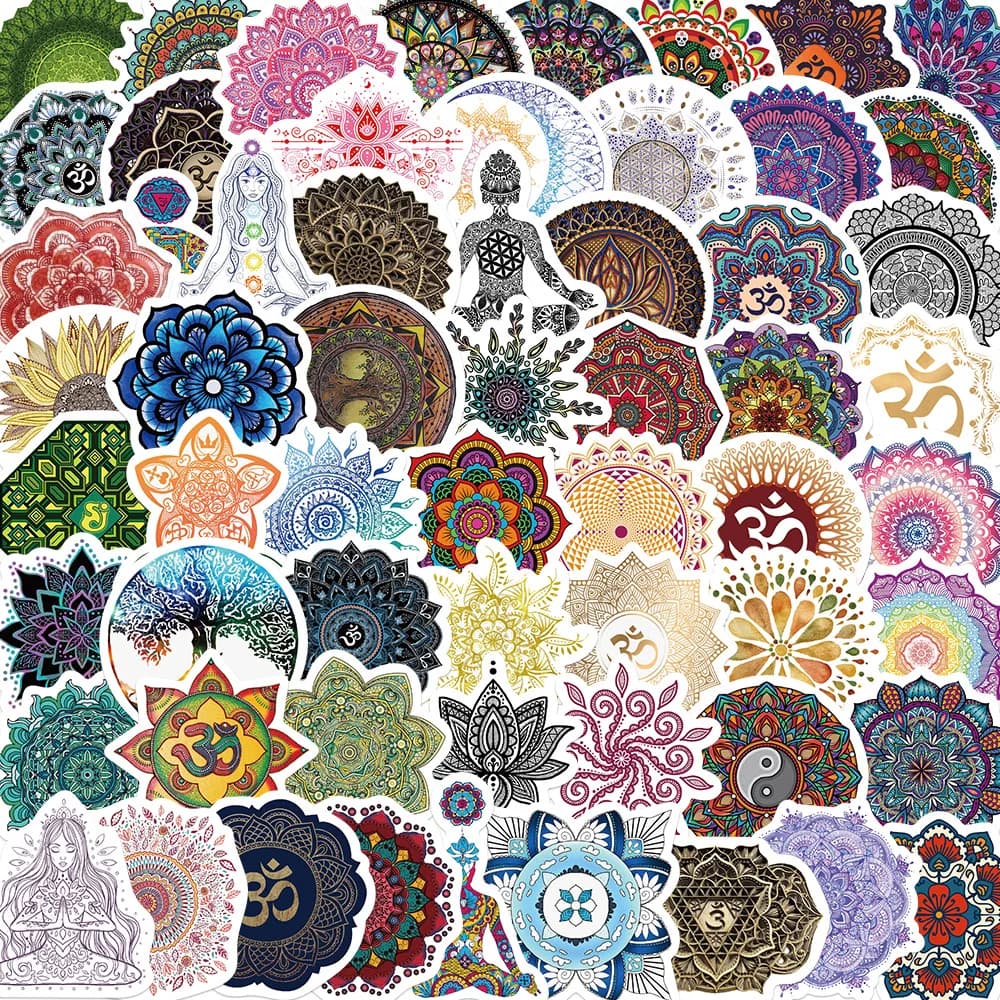60 pezzi Mandala Fiori Yoga Cartoon Graffiti adesivi decalcomanie decorazione fai da te skateboard notebook telefono laptop adesivo carino