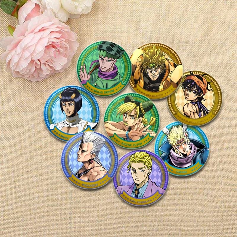 Jojos Bizarre Adventure Anime Badge HD Print Pins Cartoon Handmade Brooches Breastpin for Backpack Clothes Gifts Accessory