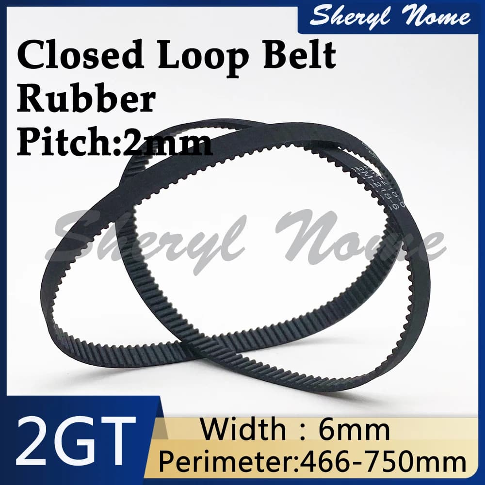 Cinghia sincrona 2GT in gomma chiusa Cinghia GT2 cinghia stampante 3D puleggia larghezza di banda 6mm perimetro 466 468 470 476 480 500-750mm