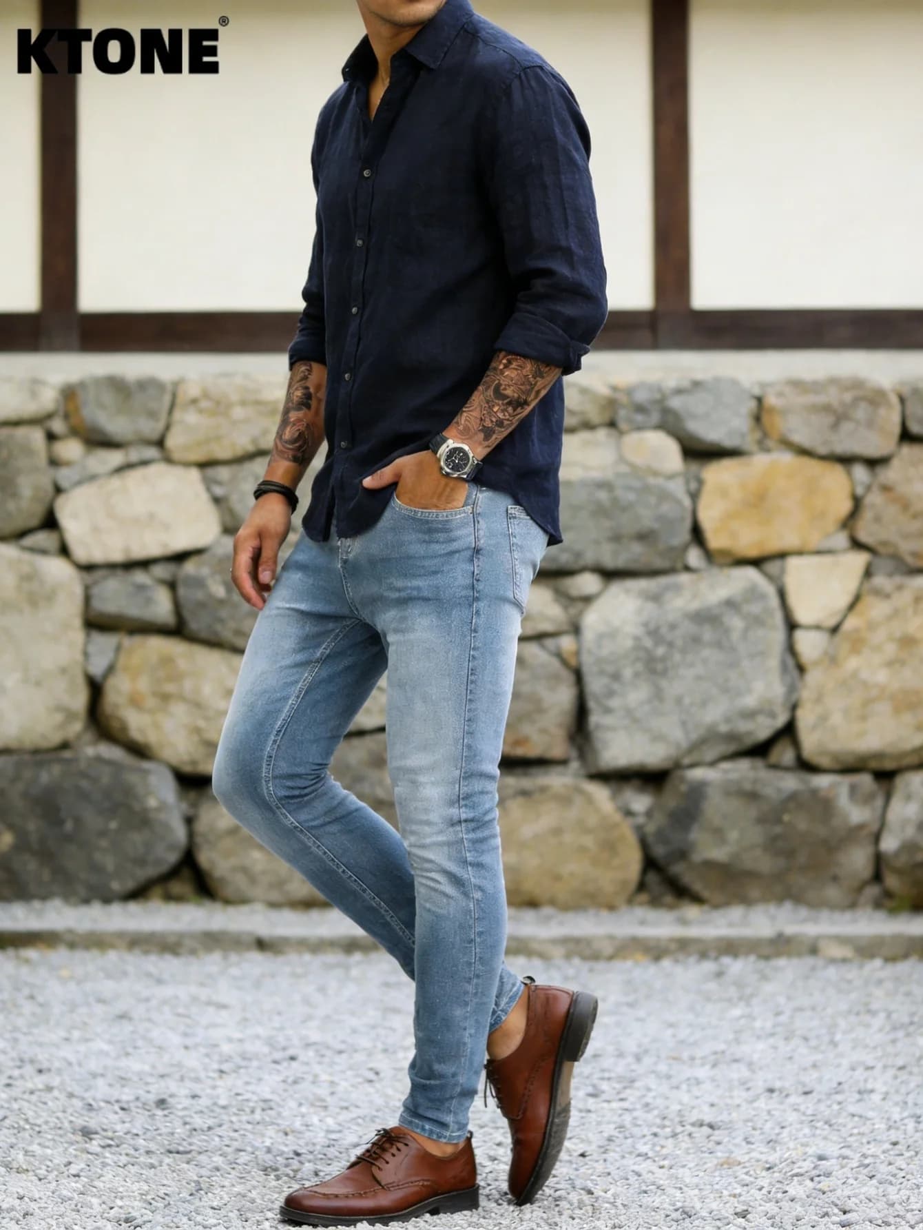 Jeans Slim Blu da Uomo, Stile Originale Y2K, Moda Drip, Pantaloni in Denim Comodi, Senza Accessori o Cinture Incluse