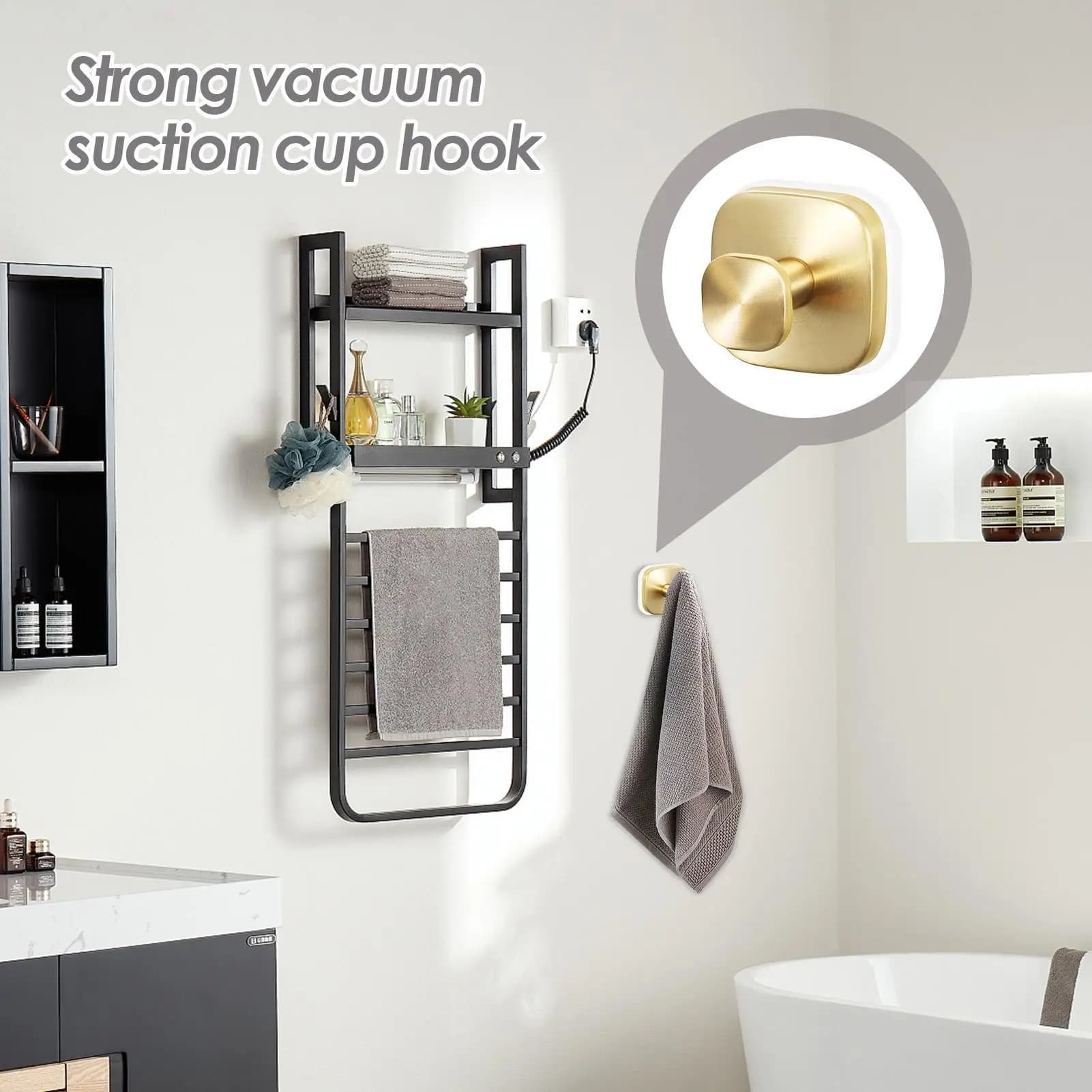 Wall Suction Hooks for Bathroom Vacuum Fort Hooks for Bathroom Tower Foldable for Glass Window Door Bathroom Clothes for Metal Tile