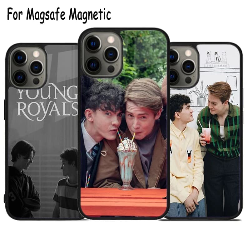 Custodia per telefono Young Royals con ricarica wireless per iPhone 17 Air 15 16 16e 14 13 11 12 Pro Max Plus, cover magnetica Magsafe con paraurti