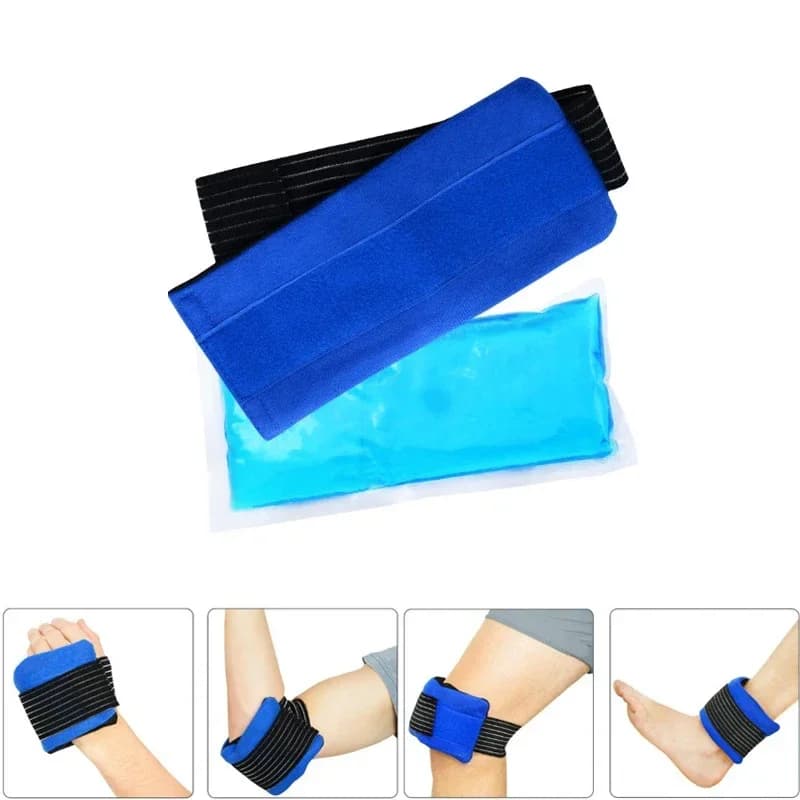 Impacco di Ghiaccio Riutilizzabile con Fascia Elastica, Compresse di Gel Caldo/Freddo per Lesioni Sportive, Sollievo dal Dolore a Ginocchio, Polso, Caviglia, Spalla