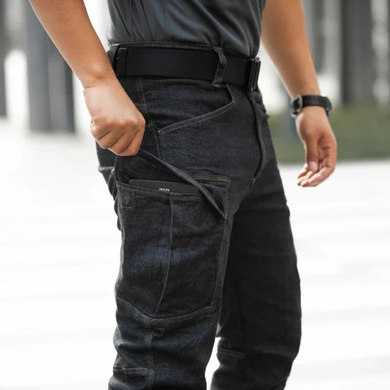 Jeans tattici da uomo Pantaloni cargo in denim militare Pantaloni da lavoro casual elastici multitasche Pantaloni da trekking per allenamento da combattimento all'aperto