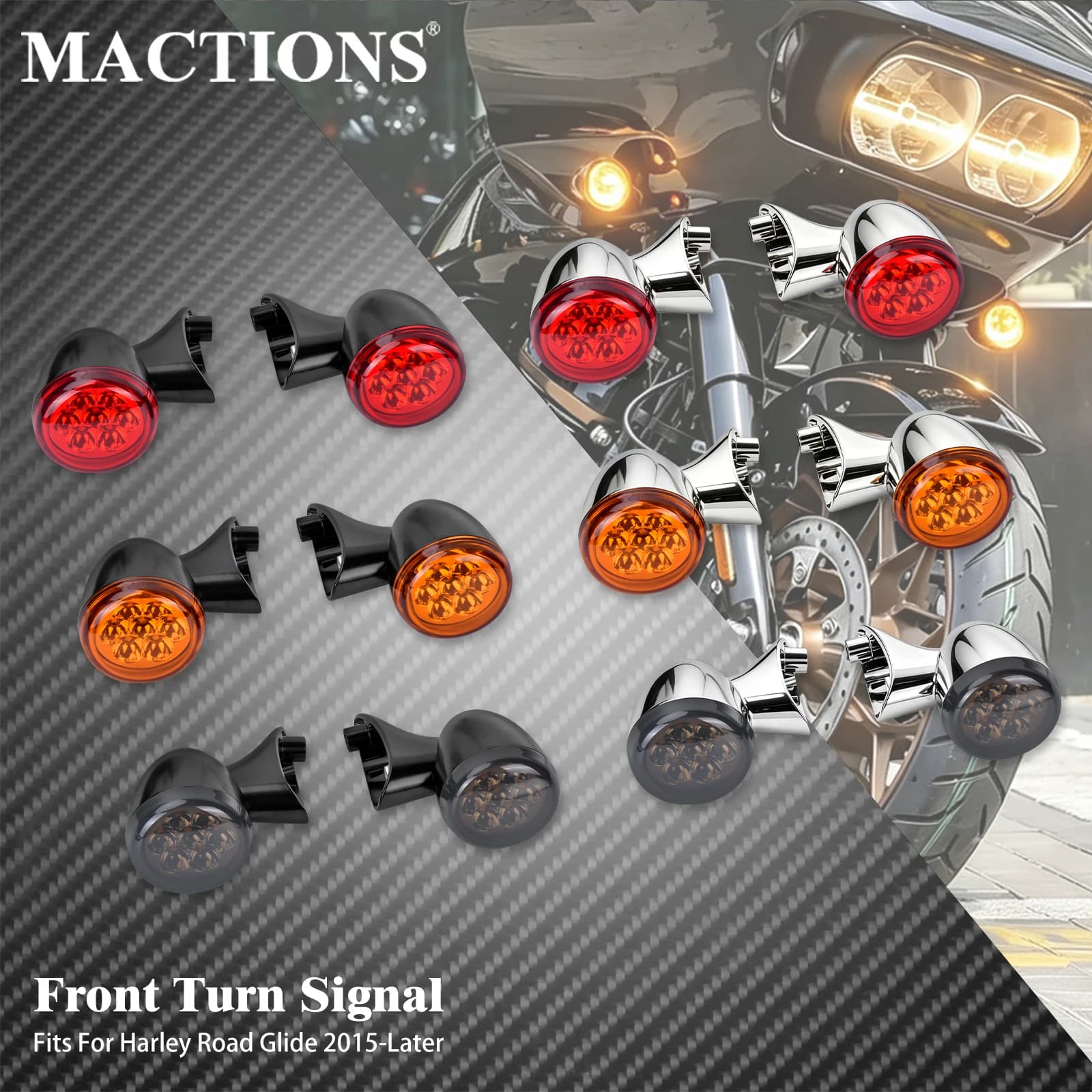 Motorcycle Front Turn Signals Light 4 Wires LED Running Flasher Lamp Brake Light For Harley Touring Road Glide FLTR 2015-Later