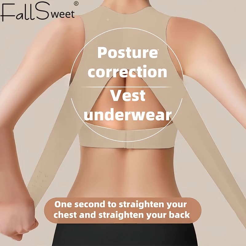 FallSweet Wireless bra for women's posture correction, seamless push-up bras with cross back support for everyday modeling lingerie