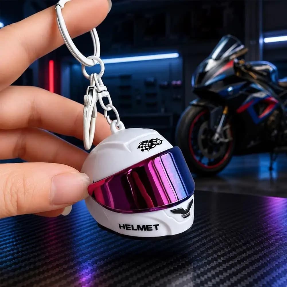 Cool Light‑up Mini Helmet Keychain Gradient Goggles Multifunctional Night Light Pendant Bag Charm For Keys Backpack