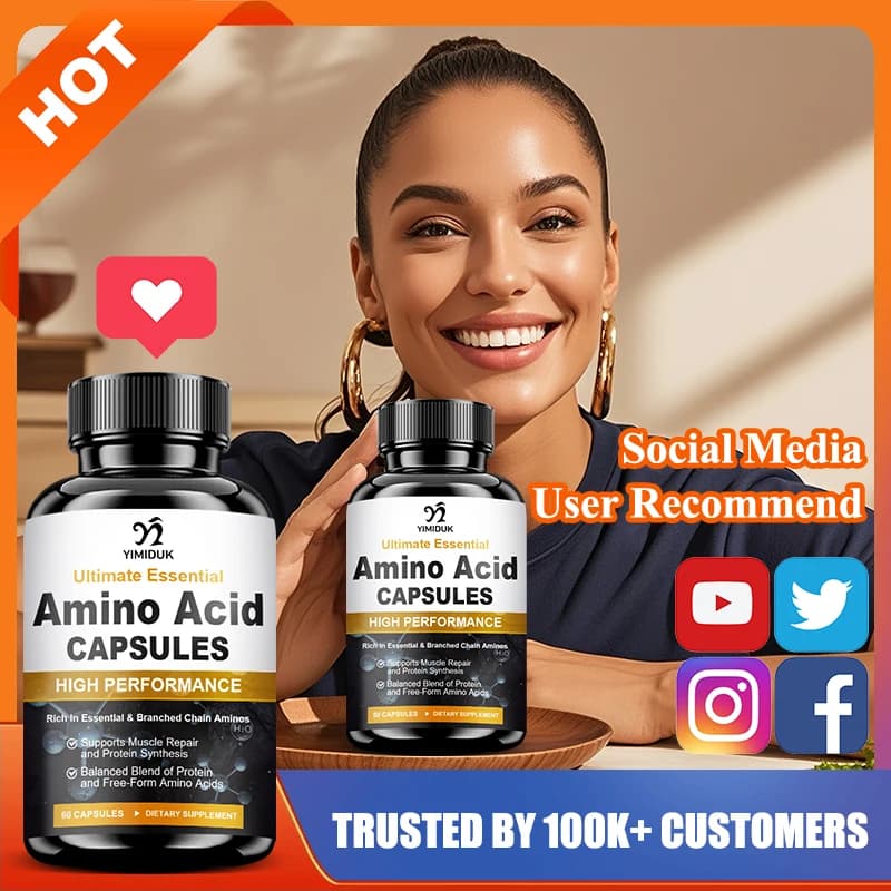 Advanced amino acid complex supplement, for muscle growth, boosts energy and endurance, reduces fatigue and improves training