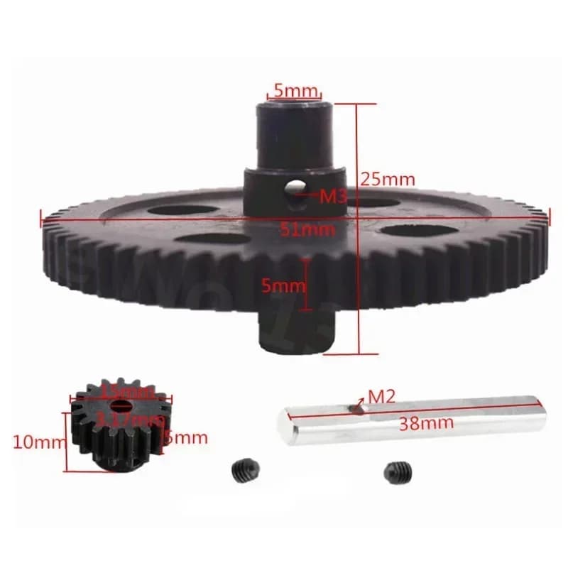 Wltoys 1:12 12428 12423 12429 FY-03 Fuoristrada Auto telecomandata Riduttore centrale in metallo 62T 17T Ingranaggio motore Accessori