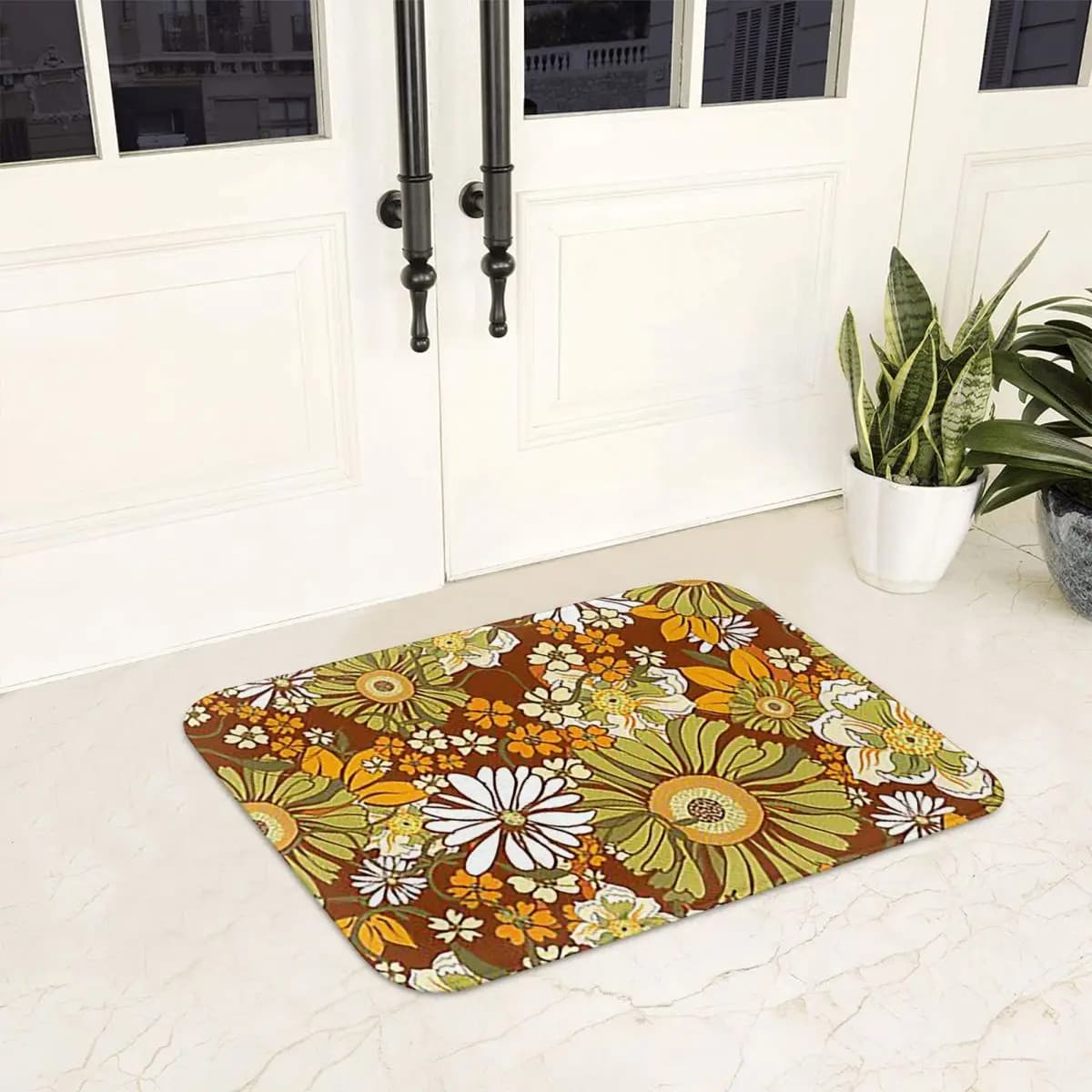 70's Flower Power Model Boho Zerbino Anti-slip Rug Anti-wear Kitchen Inlet Mats for Home Balcony