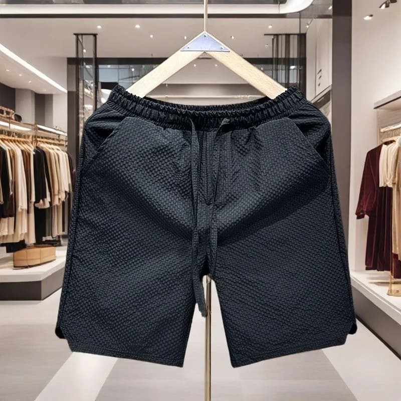 Pantaloncini da Uomo in Tessuto Bubble ad Asciugatura Rapida, Estivi, Sottili, Casual, Sportivi, da Spiaggia, a Cinque Quarti, Gamba Dritta, con Elastico in Vita