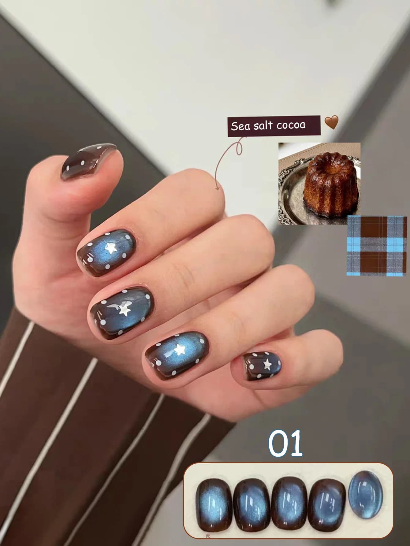1-7pcs WS Summer Autumn Nails Amber Calendar Blue Glass Bead Cat's Eye Gel Nail Polish High-dentisy Gel Halloween Day Nail Art