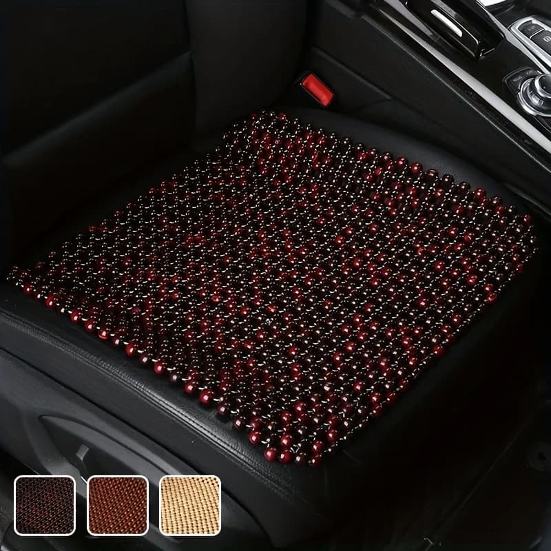 1 Seat Wooden Car Seat Cover, Breathable Automotive Front Seat Cushion, Vehicle Seat Safeguard-4 Seasons Universal Size Car Acce