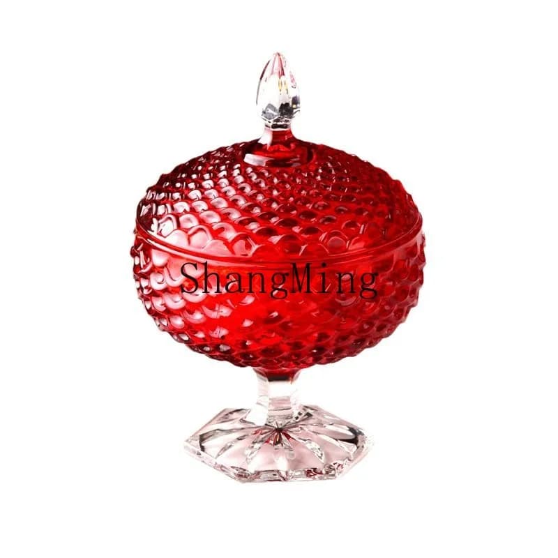 Barattolo DSA Rosso in Vetro Spesso con Coperchio per Caramelle e Frutta Secca, Contenitore per Conservazione Domestica