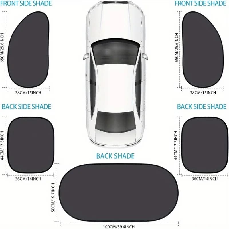 5 Piece Car Seat Cover Set for Side Window - Fan Design, Light Block Network for Thermal Insulation for Car Solar Protection