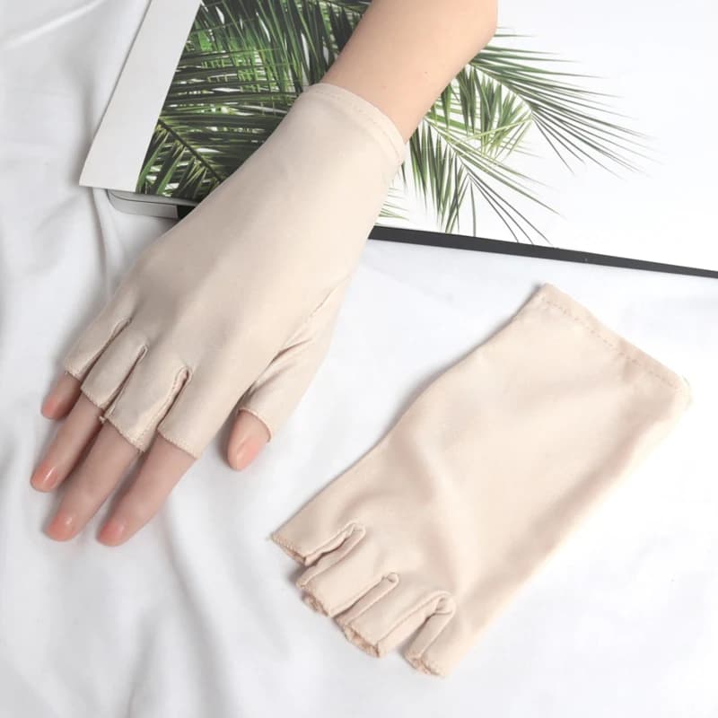 Women Solid Finger Less Elastane Gloves Work Thin Stretch Cycling Black Gloves for Lady Elastic Soft Touchscreen Driving Mitten
