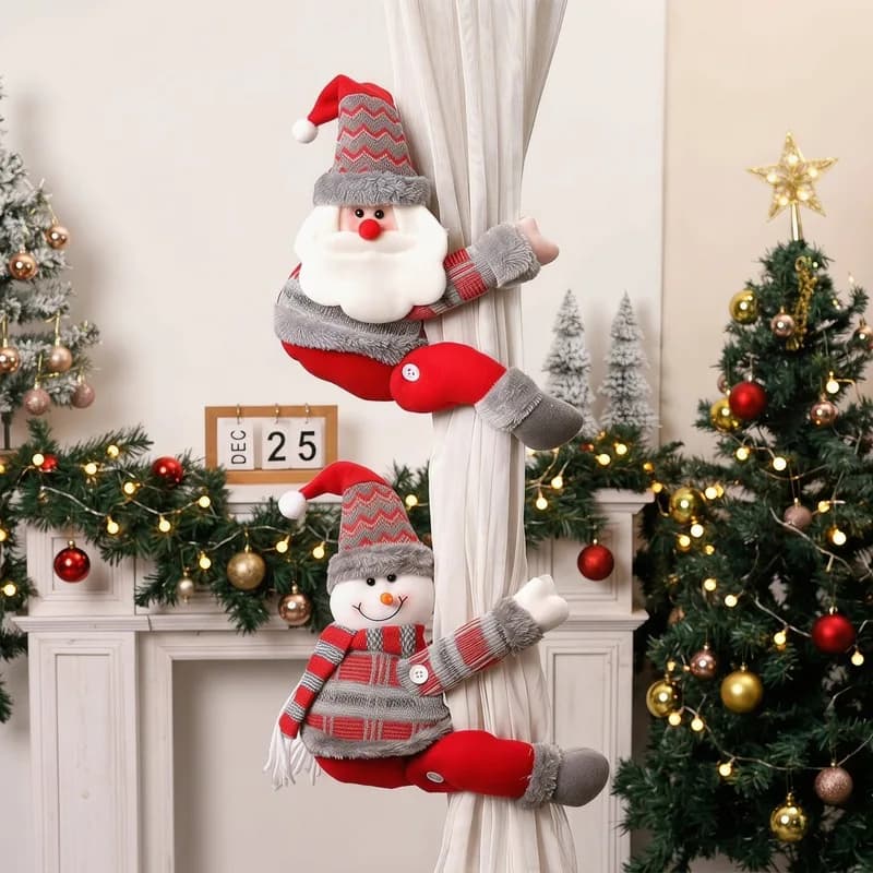 Christmas Curtain Tiebacks, Cartoon Gnome Doll Curtain Holdbacks, Xmas Home Window Decor, Holiday Gift for Household Ornament
