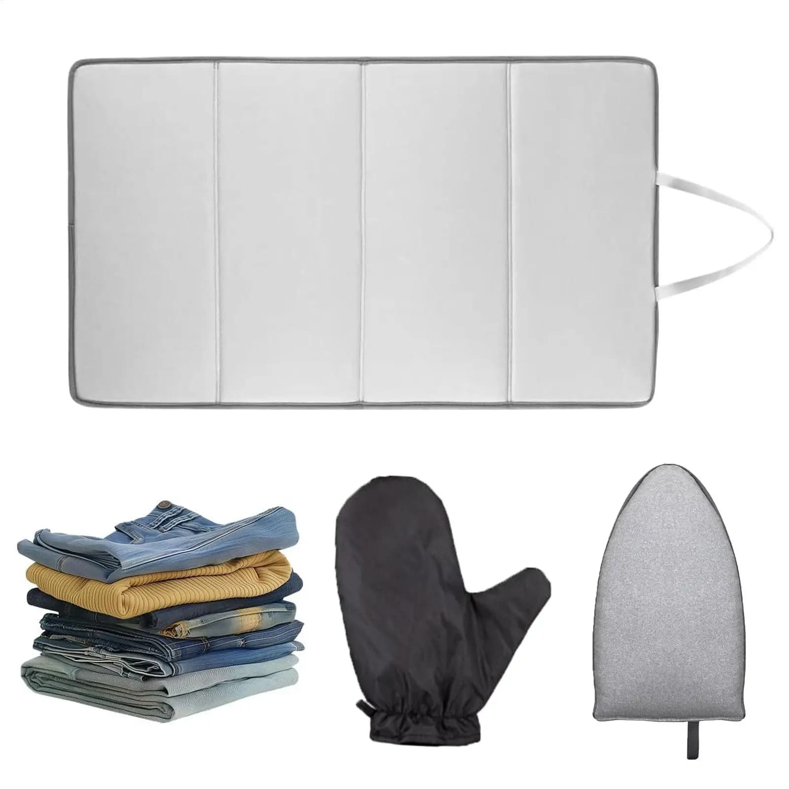 Folding Steamer Board With Ironing Glove Anti-Slip Clothes Steamer Stand For Suit, Dress & Shirt, Portable Iron Mat For Home use
