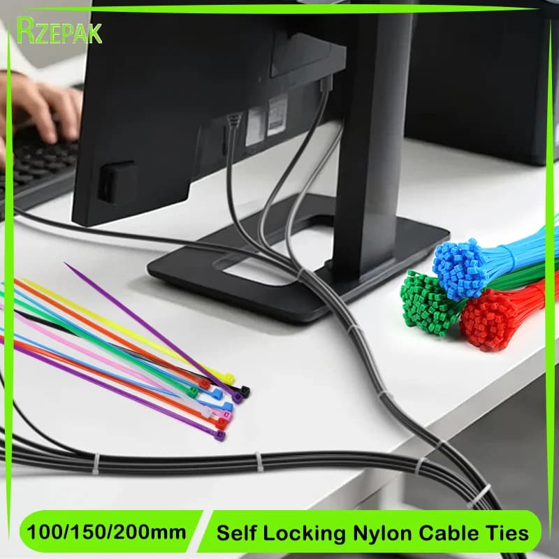 Colorato 100/150/200mm Fascette autobloccanti Filo di nylon Zip Durevole Organizzatore Anello di fissaggio Flangia di plastica Cinghie di rilegatura FAI DA TE