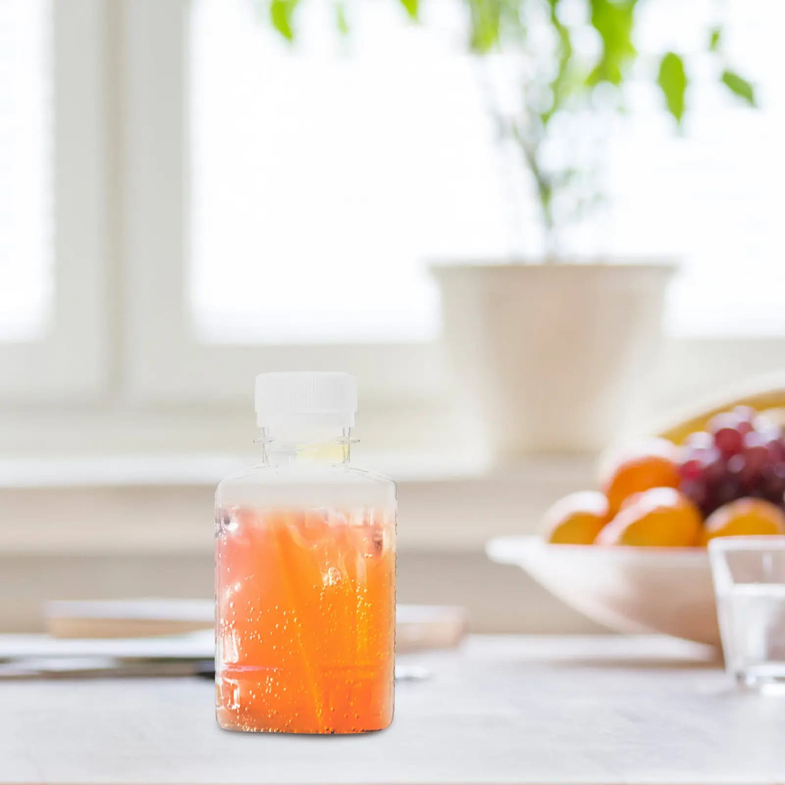 Clear Plastic Drink Bottles 100ml 6 Pack Reusable Mini Flasks for Juice Milk Tea Portable Liquid Storage