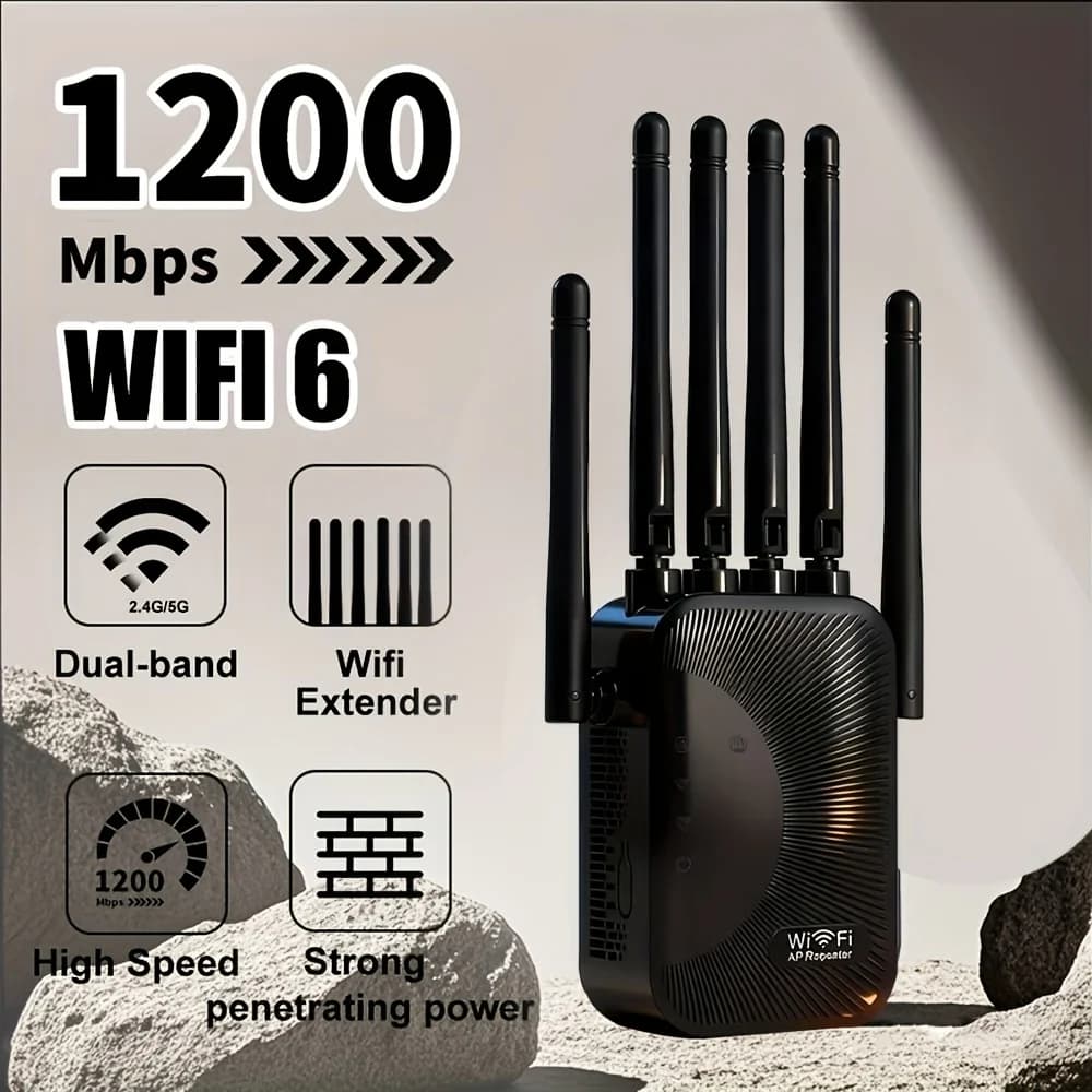 Ripetitore WiFi a Lungo Raggio con Porta Ethernet, Copertura 1200 Piedi Quadrati, Supporta 55 Dispositivi, Facile Configurazione, Antenna ad Alte Prestazioni