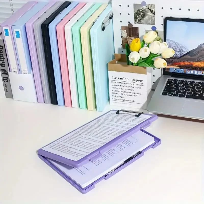 Organizer per Documenti A4 con Clipboard - Contenitore Multifunzionale da Scrivania per Documenti, Fatture e Cartelle, Porta Documenti Sicuro