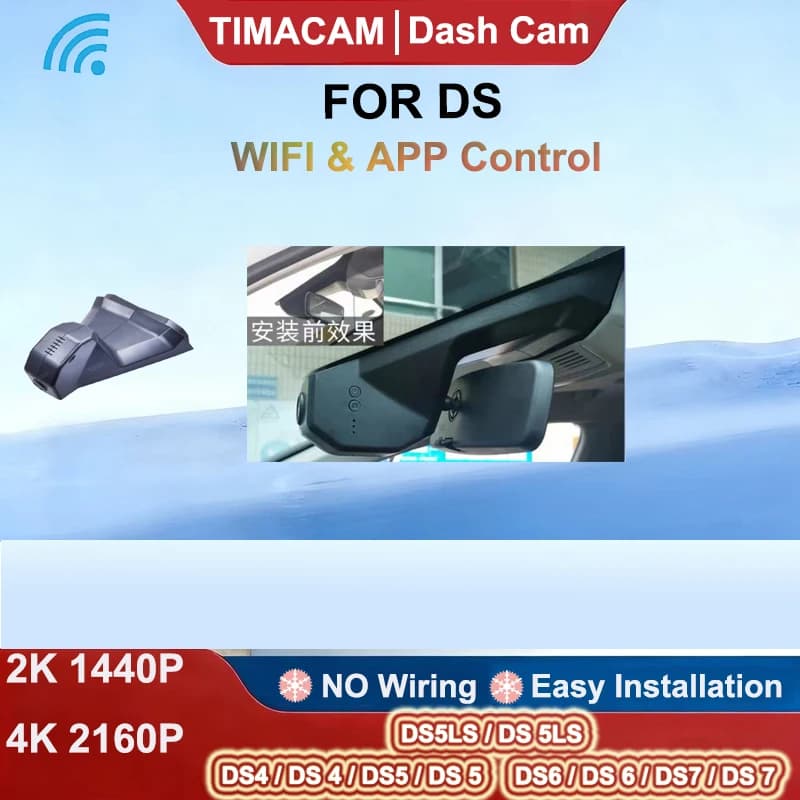 Dash Cam Front and Rear for Peugeot 4008 5008 3008 DS4/5/6/7/9 DS5LS Citroen C2/3/4/5/6 Berlingo, DVR 2K4K Camera with Wifi