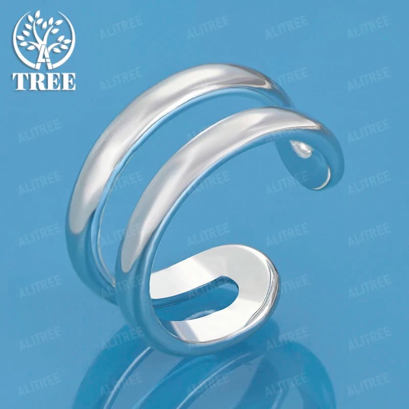 Gioielli Popolari: Anello Aperto a Doppia Linea in Argento Sterling 925 per Uomo e Donna, Accessorio di Moda per Fidanzamento e Feste