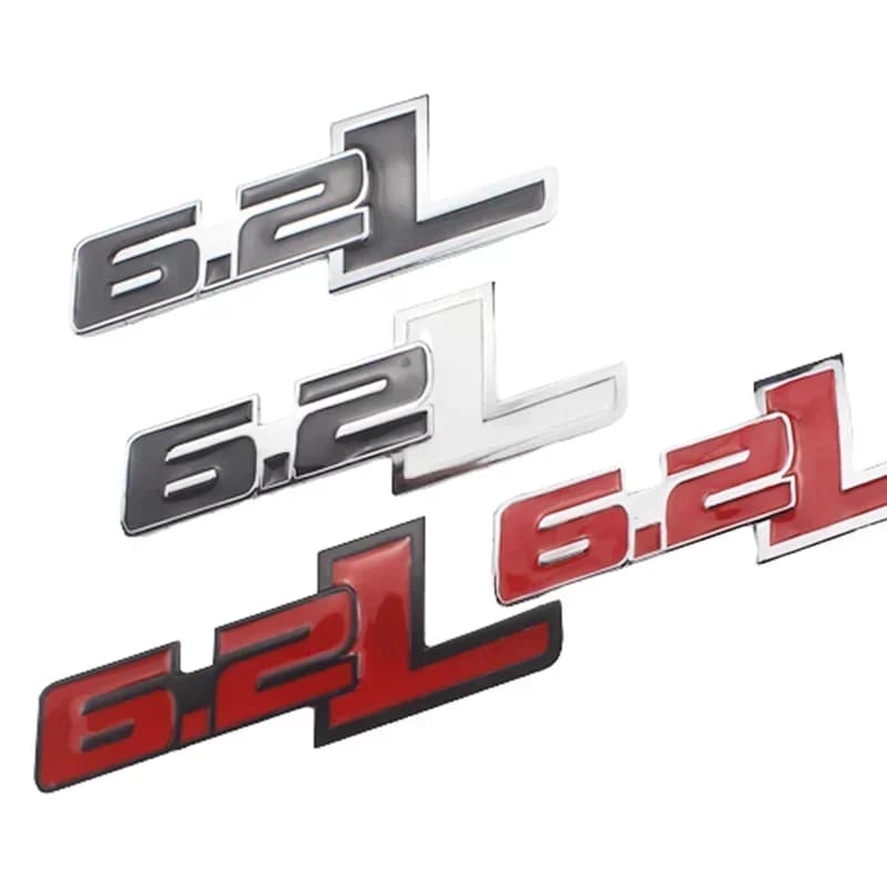3D Metallo 6.2L Logo Auto Bagagliaio Posteriore Tronco Emblema Distintivo Adesivo Per Ford Raptor F150 Hummer H2 Chevrolet C7 Camaro Dodge Challenger