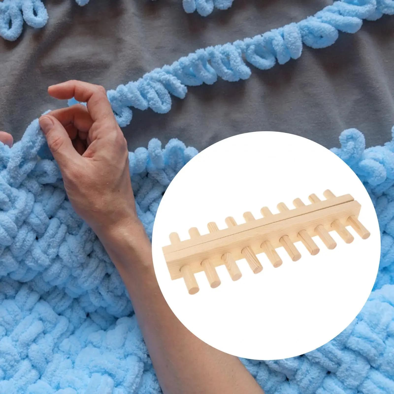 Hand Knitting Wooden Loom Frame Adjustable Chunky Blanket Loom Kit for Weaving Hobbyist DIY Home Decor