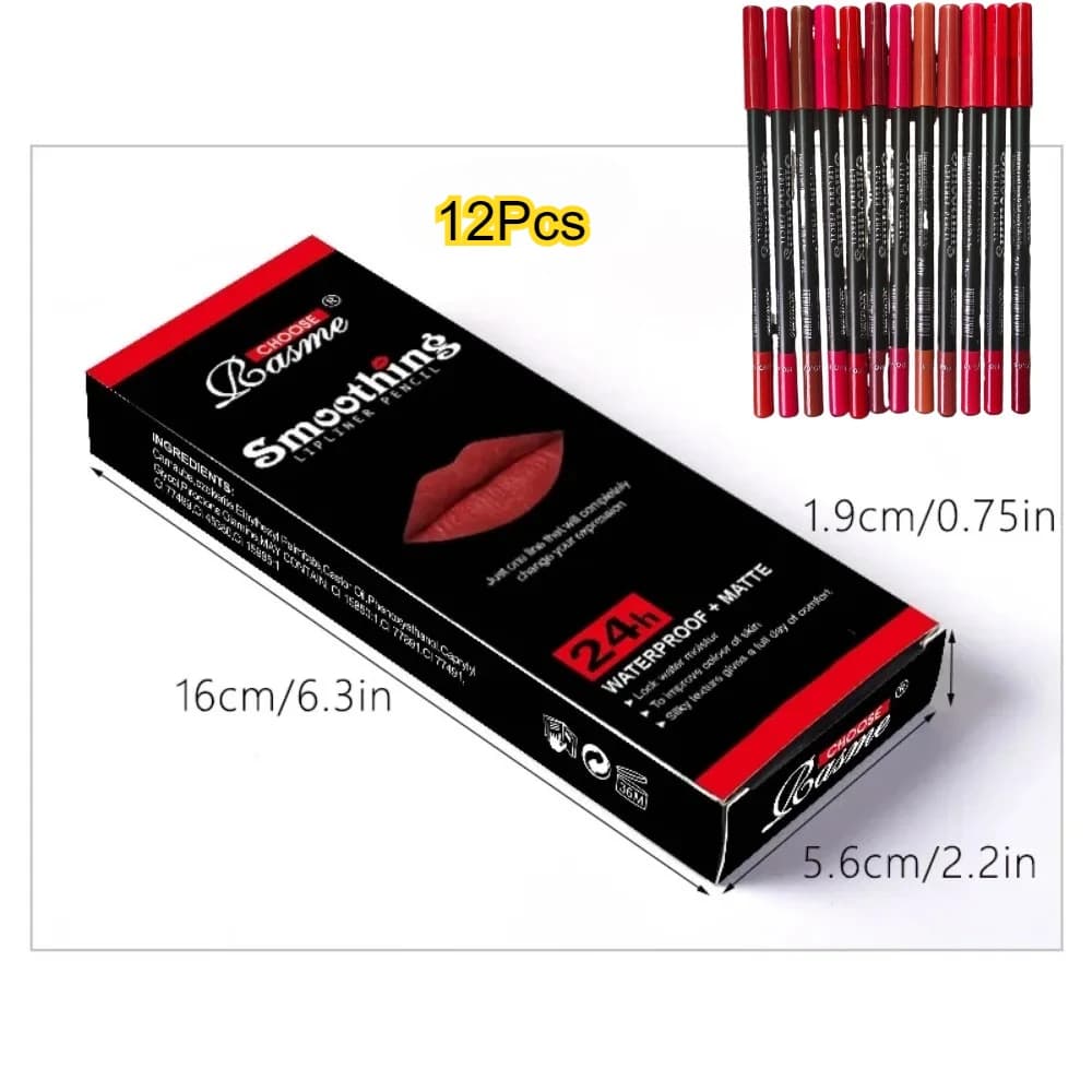 12Pcs Lipstick Set with Professional Lip Liner Pencils and Matte Lip Gloss for Women Valentine's Day Gifts Long-Lasting Sexy Red
