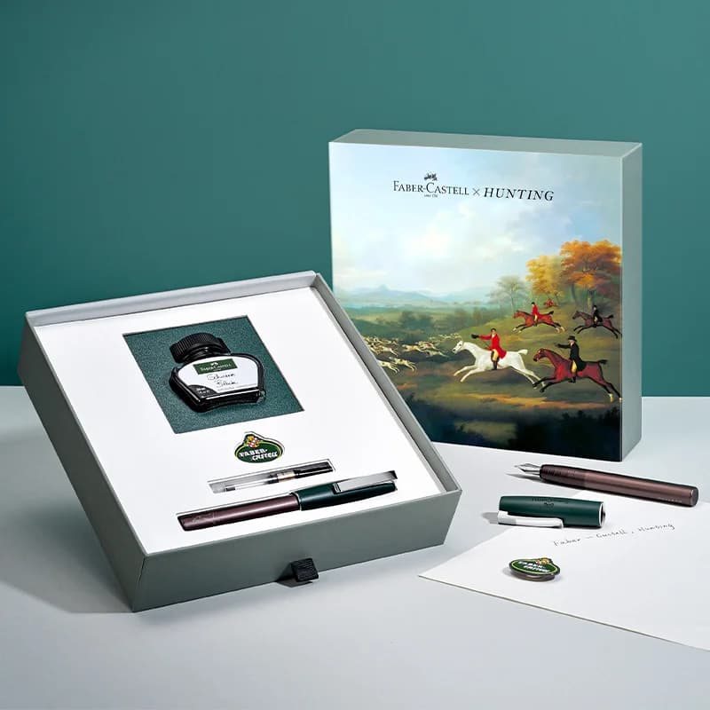 Faber-Castell LOOM Fountain Pen Count Hunting Limited Edition Ink Gift Set – Gunmetal Calligraphy Business Pen