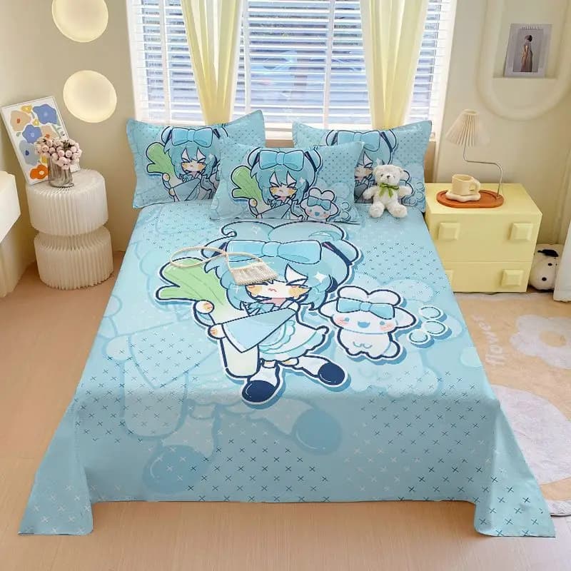 Hatsune Miku anime two-dimensional cartoon printed sheet creative girly heart student dorm federa set of three pieces