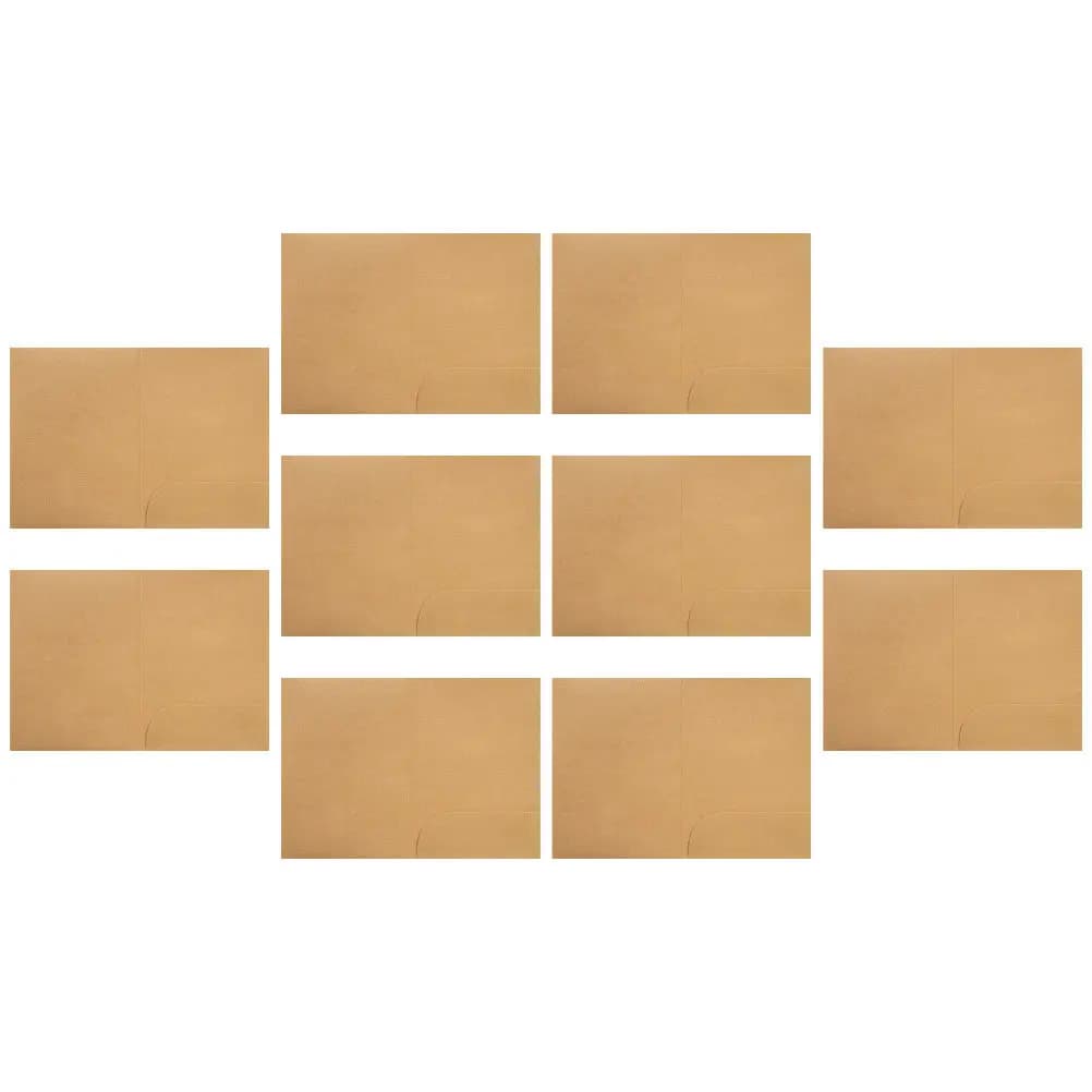 10 Pezzi Cartelle Pieghevoli in Carta Kraft A4 con Tasca Singola, Cartella per Presentazioni, Porta Documenti per Ufficio, Organizzatore di File, Cartelle in Carta Kraft