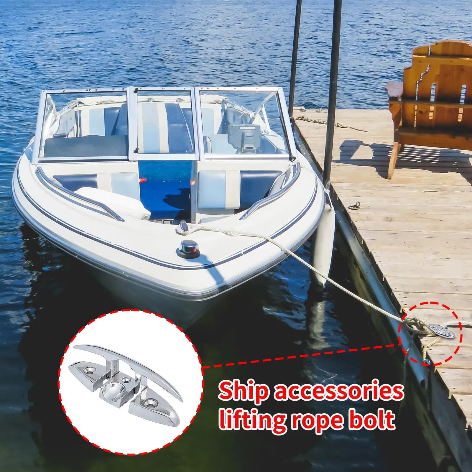 Bullone per corda di sollevamento marina Bulloni per tacchette per barche resistenti con fibbia Morsetto per fune metallica Clip per uova per barche a vela Scafi da pesca in kayak
