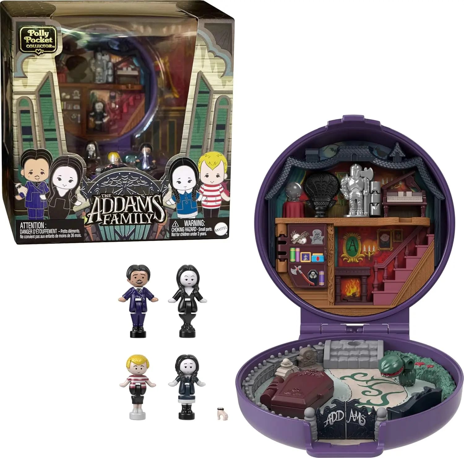 Set da collezione con 4 bambole personaggio e accessori, design compatto per bambini