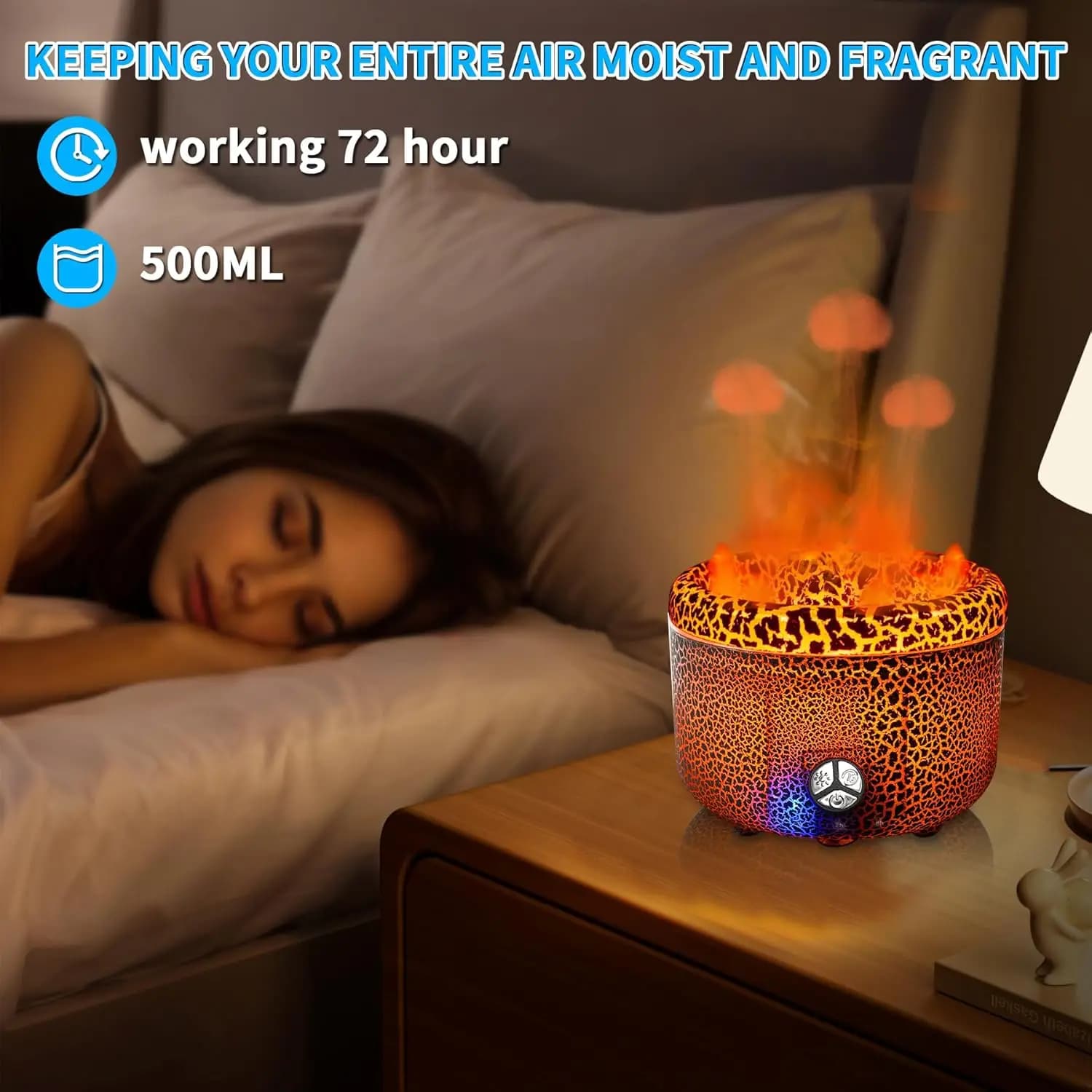 Diffusore di oli essenziali a ultrasuoni e umidificatore a nebbia fredda da 500 ml - Telecomando, nebbia alta/bassa, ultra silenzioso per casa/ufficio/camera da letto