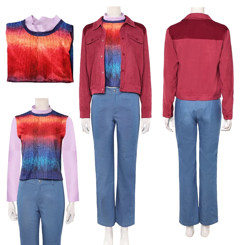 TV ST 5 Max Mayfield Cosplay Giacca rossa Cappotto Costume Jeans Set di abbigliamento Donne adulte Abiti di Halloween Uniforme Festa di carnevale