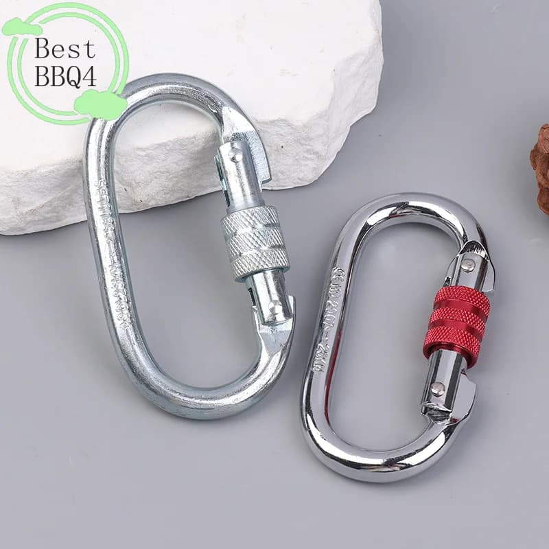 (BBQ4) Moschettone di Sicurezza per Arrampicata ad Alta Resistenza 25KN, Forma a O, Elettroforetico, Professionale per Rappelling