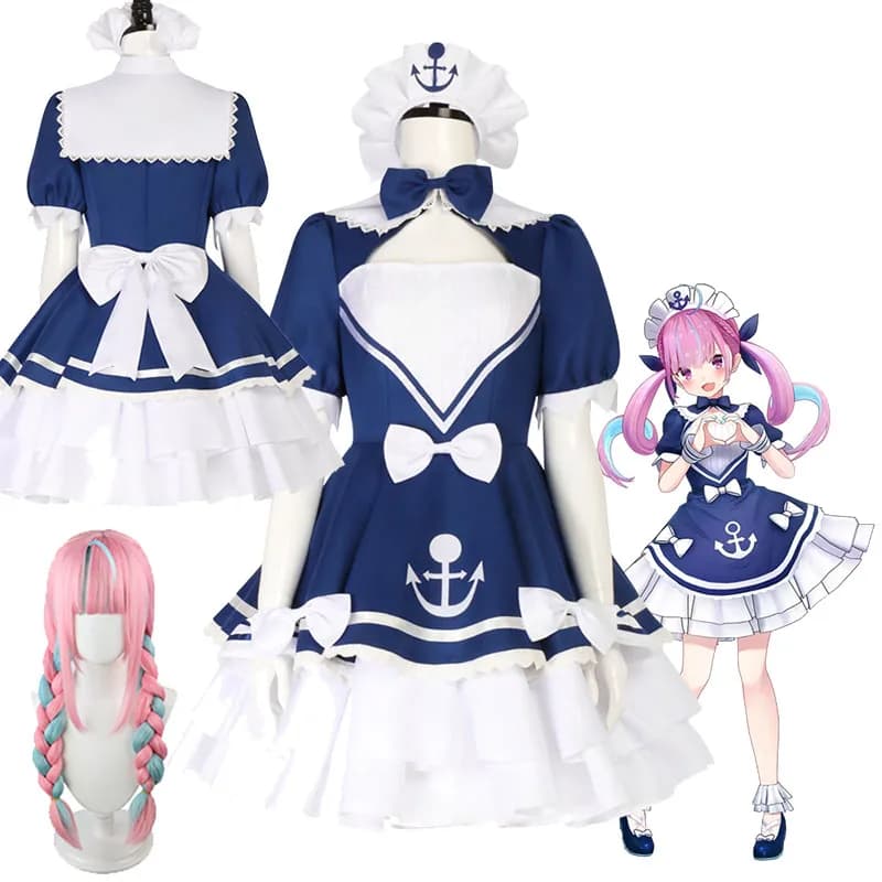 Costume cosplay WHH, uniforme e abito da streamer giapponese Minato Aqua, gioco di ruolo classico per Halloween e Carnevale