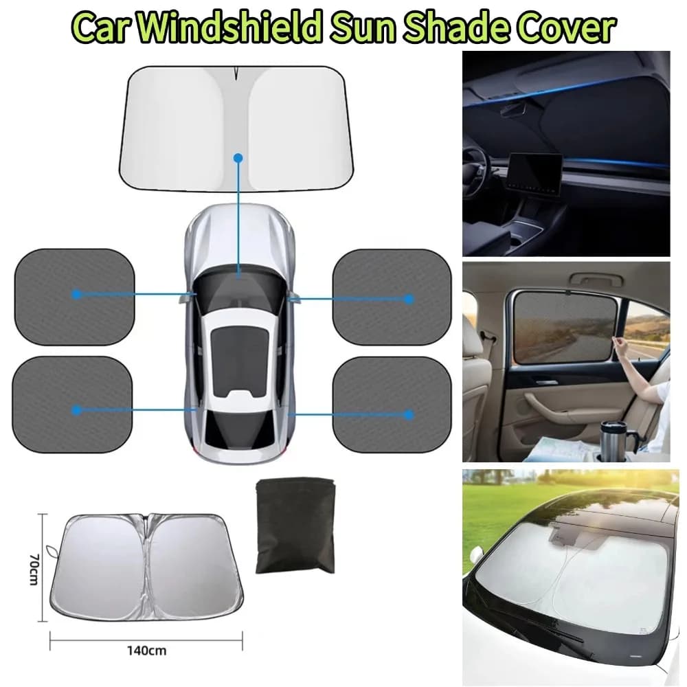 Car Windshield Sun Shades Foldable Front Window Visor Protection Covers Reflective Auto Curtains Summer Cooling Car Accessories