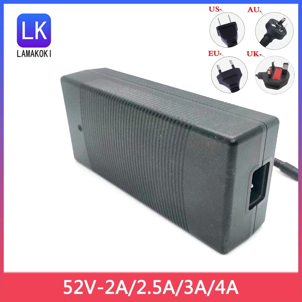 High Quality 52V 2A 2.5A 3A 4A Universal Power Adapter 52 Volt Switching Power Supply Hoverboard Charger AC To DC POE Switch